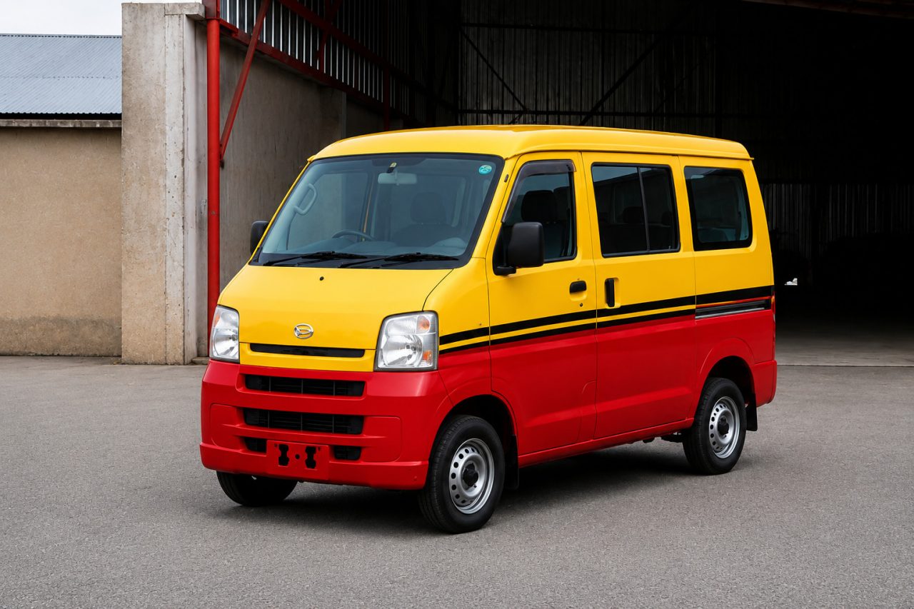 Frenno Transport mini bus in yellow and red livery